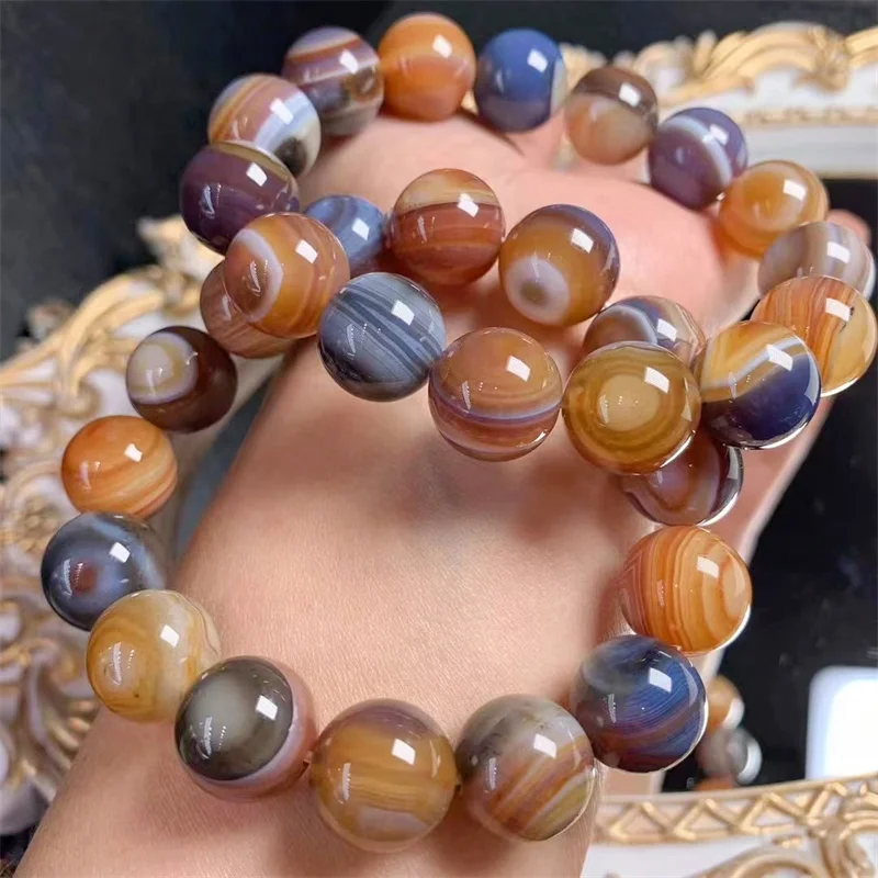 14MM Natural Persian Agate Bracelet Elastic Cord Femme Healing Reiki Fashion Bracelet For Women Gift 1PCS