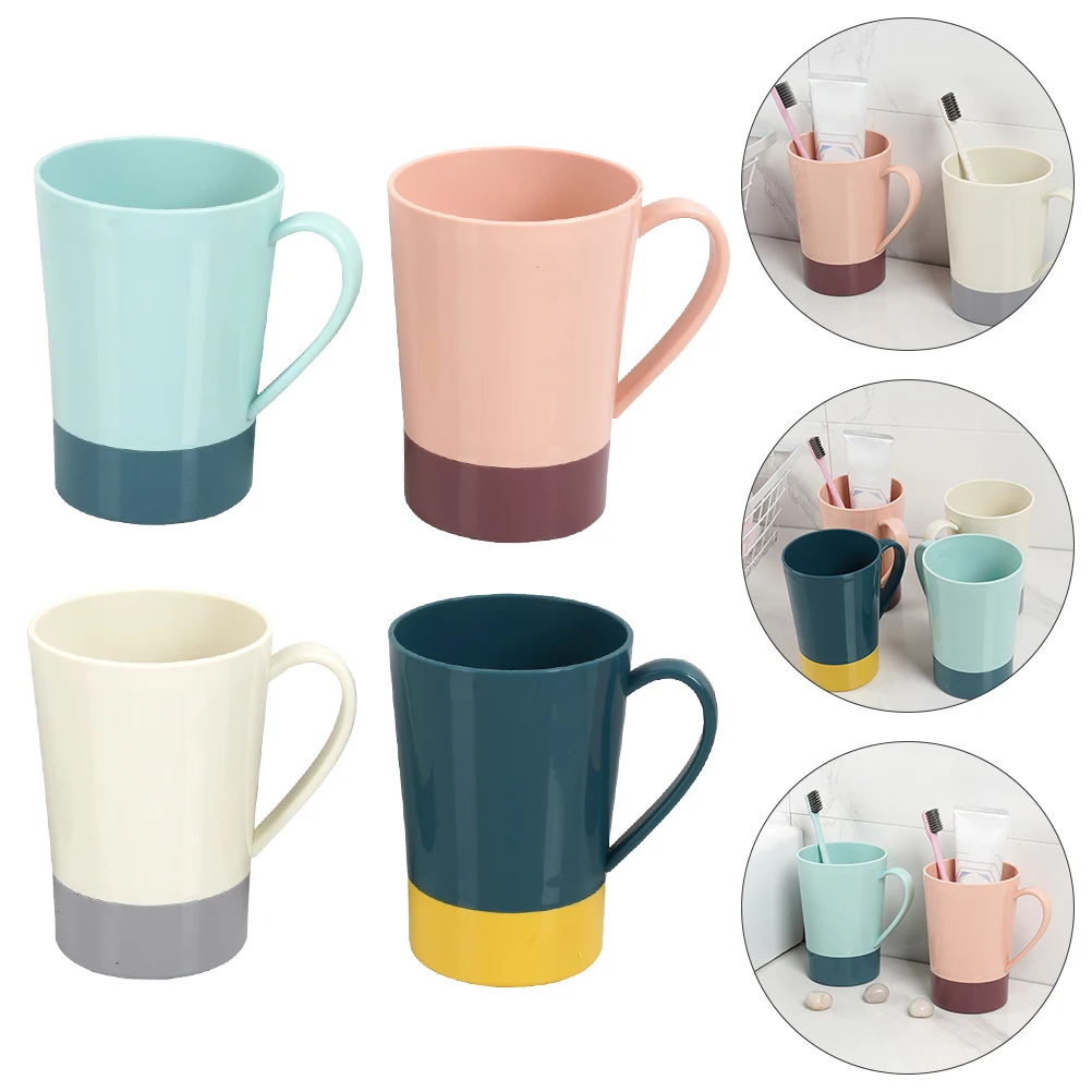 

4pcs Toothbrush Cups Reusable Bathroom Tumbler Smooth Edge Holder For Toothpaste Organizer Rinsing Mug Kitchen Bar Accessory
