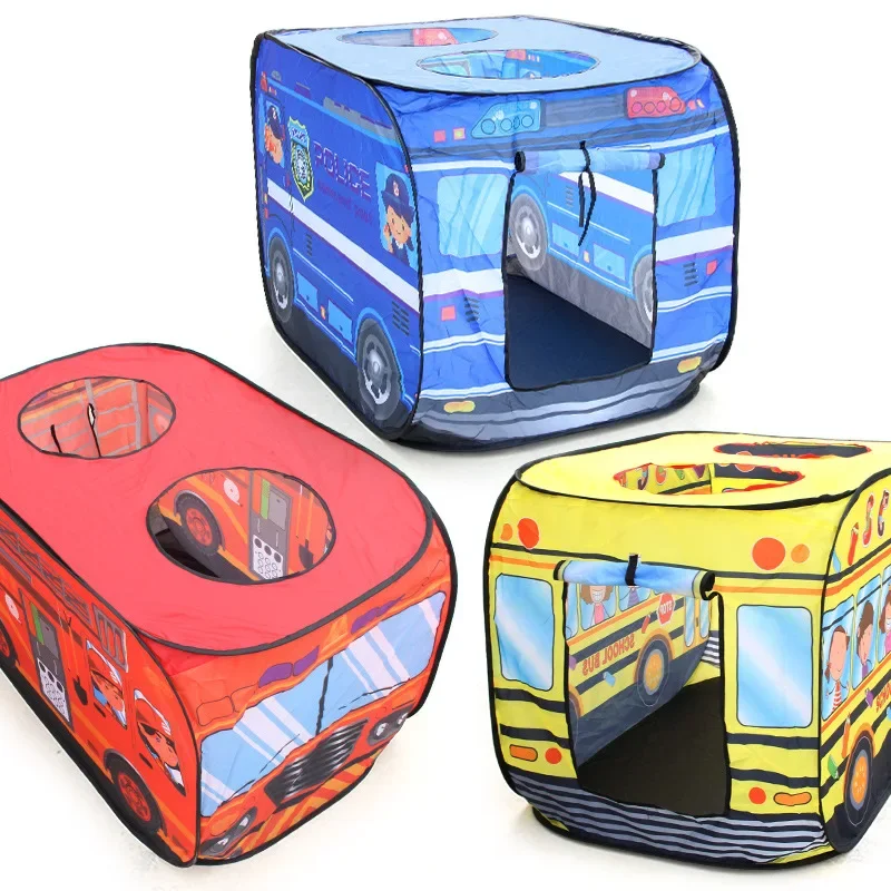 Casa de jogo tenda de bombeiros caminhão de polícia ônibus dobrável pop up brinquedo playhouse crianças brinquedo tenda sorvete combate a incêndios modelo casa