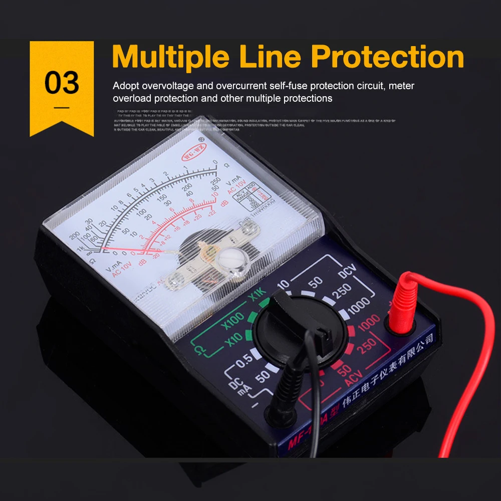 Mini Analog Multimeter Tool AC/DC 1000V Voltmeter 250mA Ammeter 1K Resistance Meter Handheld Pointer Voltage Multimeter