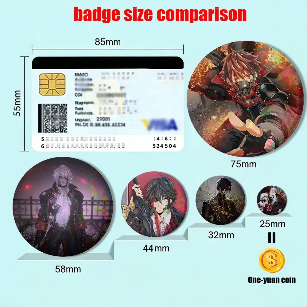 Soul Bound Vampire Code Vein II  Badges Badges On Backpack Jacket Cartoon Round Brooches  Acrylic Button Pins Collection Gifts