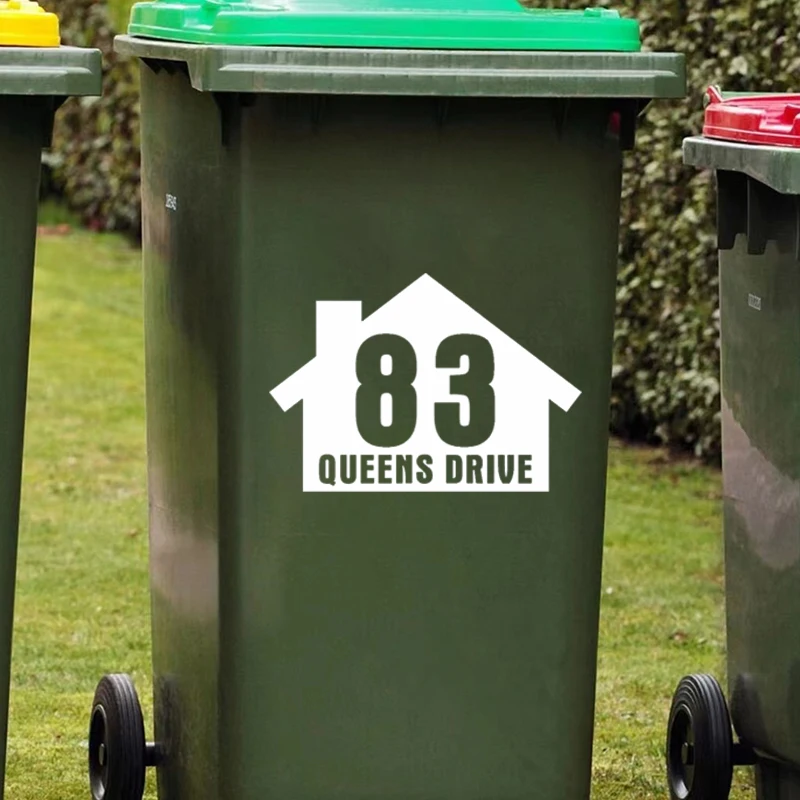 3Pcs Personalized Stickers DIY Street House Number Wheelie Bin Vinyl Decal Container Stickers Waterproof Outdoor Trash Stickers