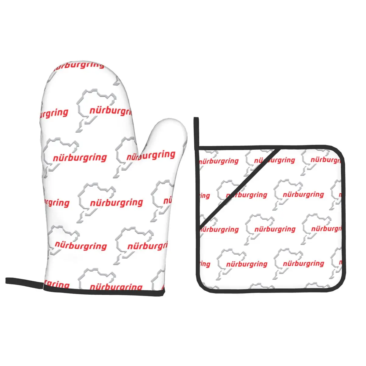 Race Track Germany Nurburgring Oven Mitts and Pot Holder Sets of 4 for Baking Kitchen Cooking Grilling Resistant Non-Slip Gloves