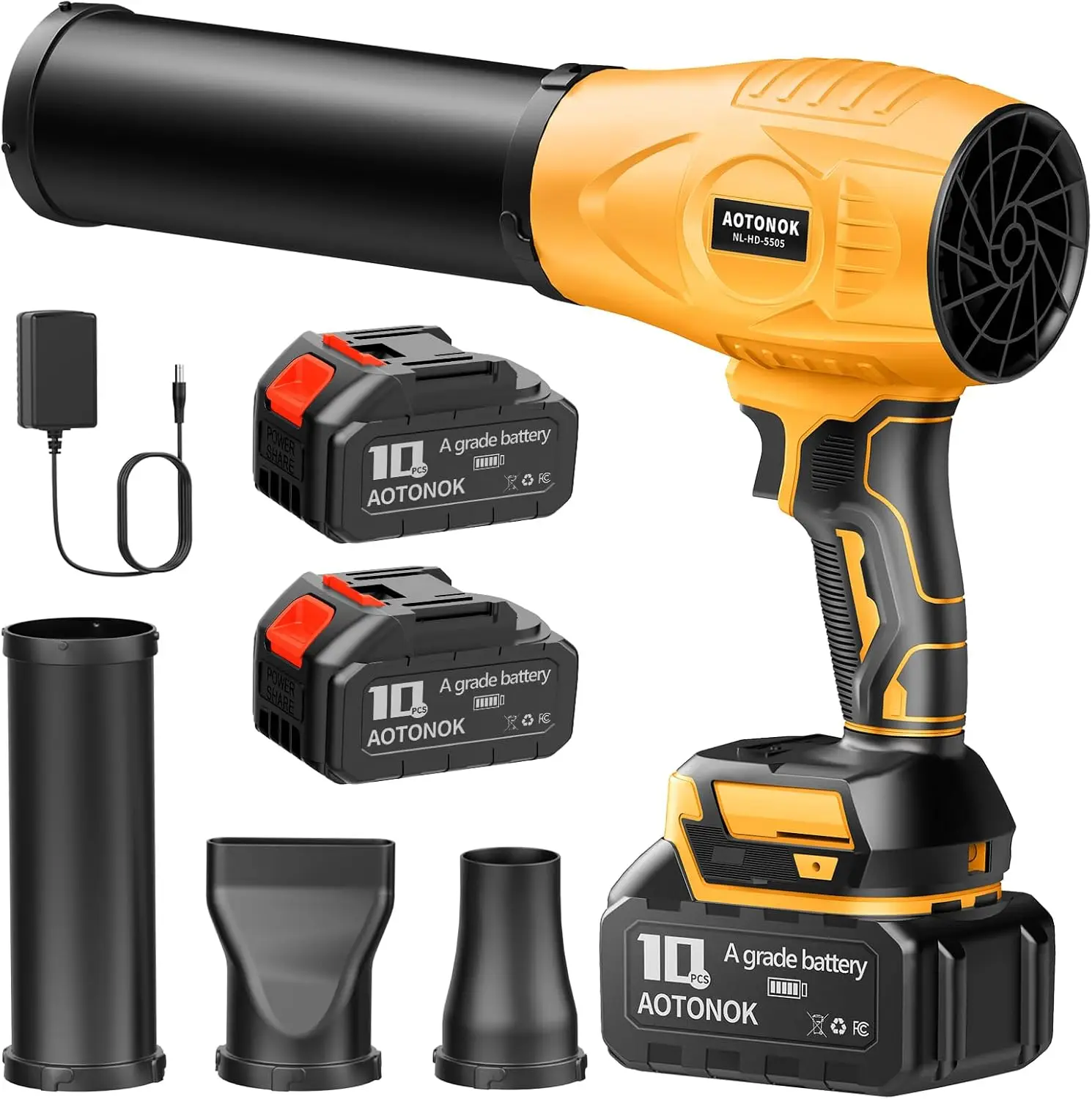 

Cordless Leaf Blower, 600000RPM Lightweight Mini, 21V with 2 Batteries & Fast Charger for Patio Lawn Yard Cleaning