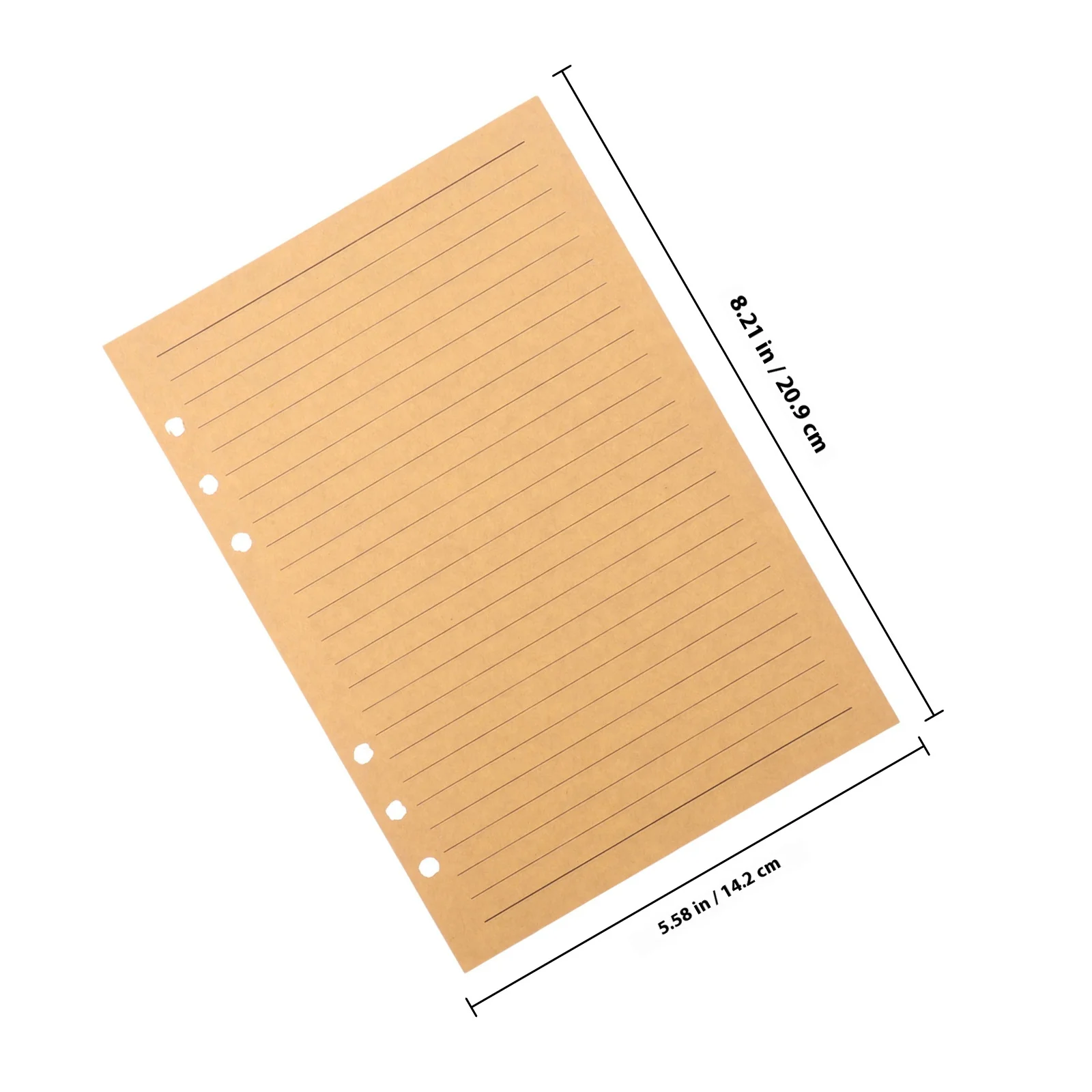 80 ورقة A5 دفتر ملاحظات قابل لإعادة الملء إدراج ورق كرافت بني مبطن ورق مجلة 6 فتحات مخطط إعادة ملء صفحات مسطرة ملونة