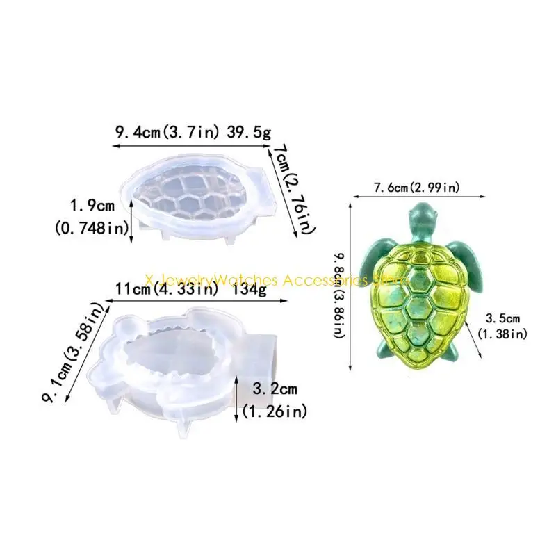 31KD Silikon-Flaschen-Harzformen mit Deckel, 3D-Schildkrötenform, Behälter, Epoxidgussform, DIY dekorative Schmuckhalterformen