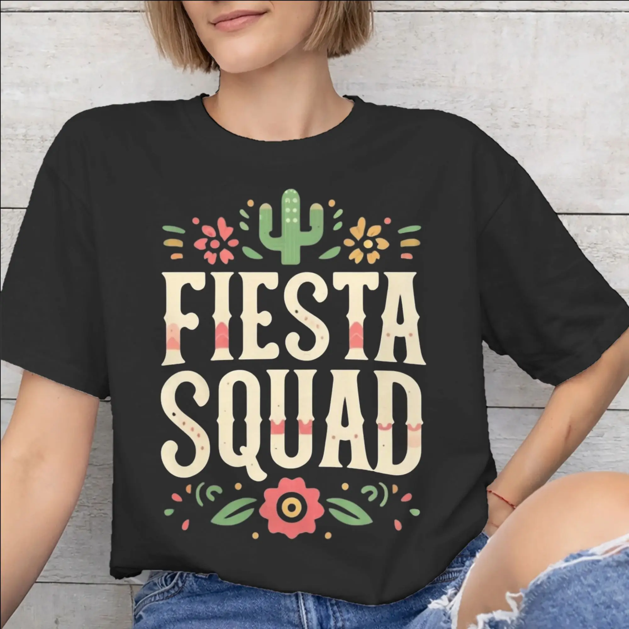 Men Women Fiesta Squad Cinco De Mayo Shirt 100% Cotton Graphic Printing T-Shirt  Top Clothing