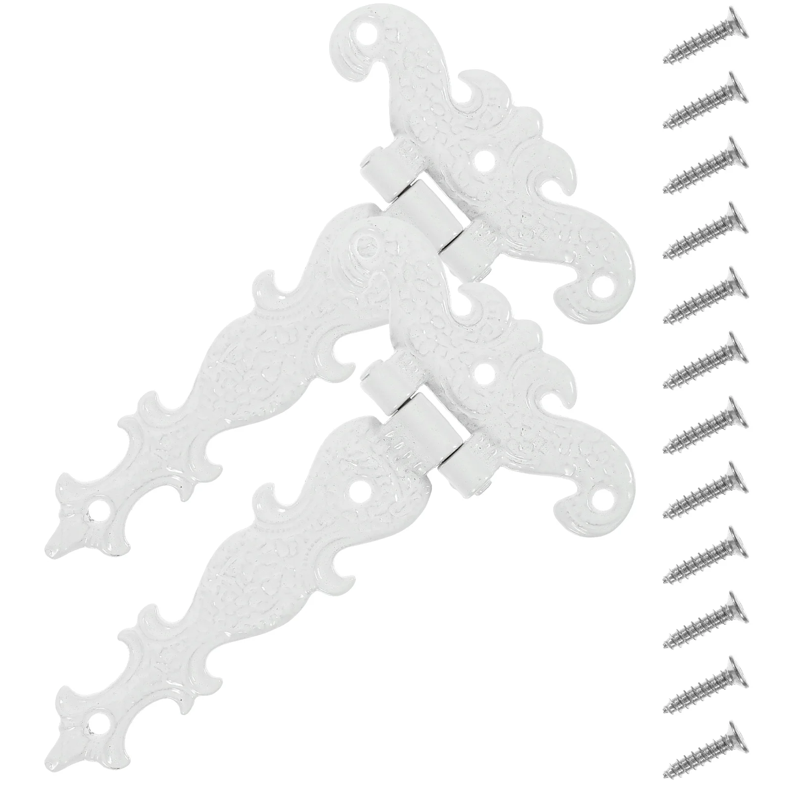 

2pcs Vintage Hinges Heavy Duty Zinc Alloy Gate Hardware White Color 8 Screw Holes Wooden Doors Furniture Projects Shed Fence