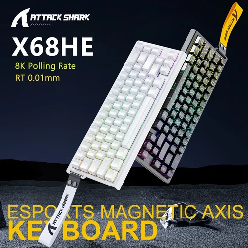 Imagen 2 del producto ATTACK SHARK X68HE Teclado mecánico magnético 8K teclado para juegos de deportes electrónicos de bajo retardo RGB 0,01mm RT precisión accesorios de PC regalo