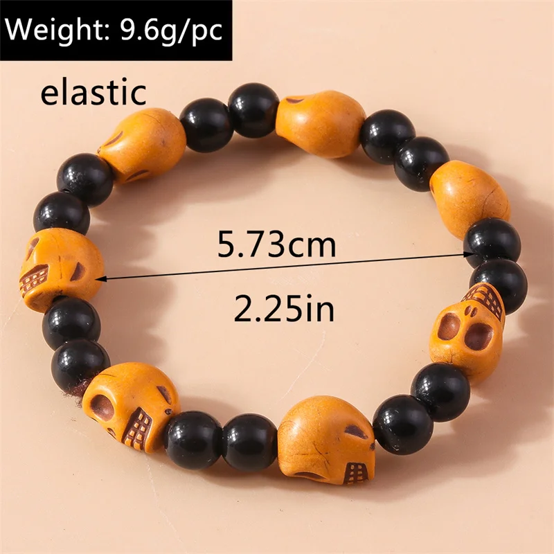 Aihua Punk Halloween Schädel Kürbis Armbänder für Frauen Männer Hip Hop Perlen Armbänder & Armreifen Halloween Schmuck Geschenke – Detail 9