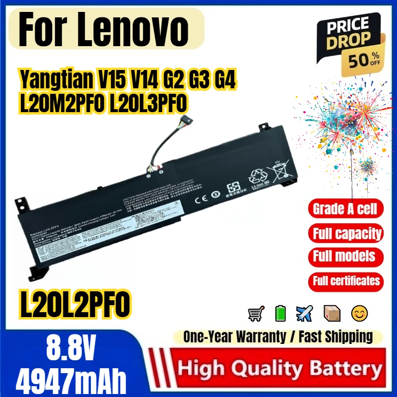L20L2PF0 for Lenovo Yangtian V15 V14 G2 G3 G4 L20M2PF0 L20L3PF0 Short Laptop Battery High Quality Capacity Replacement Bateria