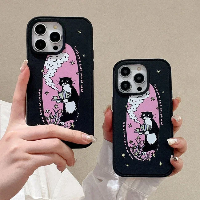 

Black Cat Black Frosted Phone Case Cover for IPhone 13 14 15 16 Pro Max Case