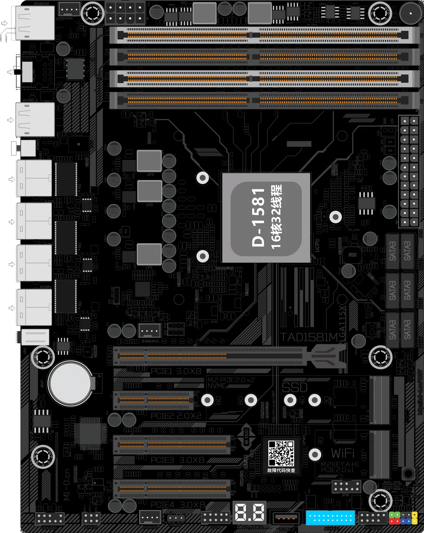 D-1581 DDR4 3 2.5g NAS اللوحة الرئيسية للخادم