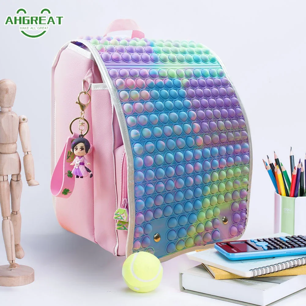 Rainbow Pop School Backpack for Kids, Fidget Bags, Adolescents, Bol, Garçons, Réglable, Waterproof PleBags, TDAH, Anxiety Instituts