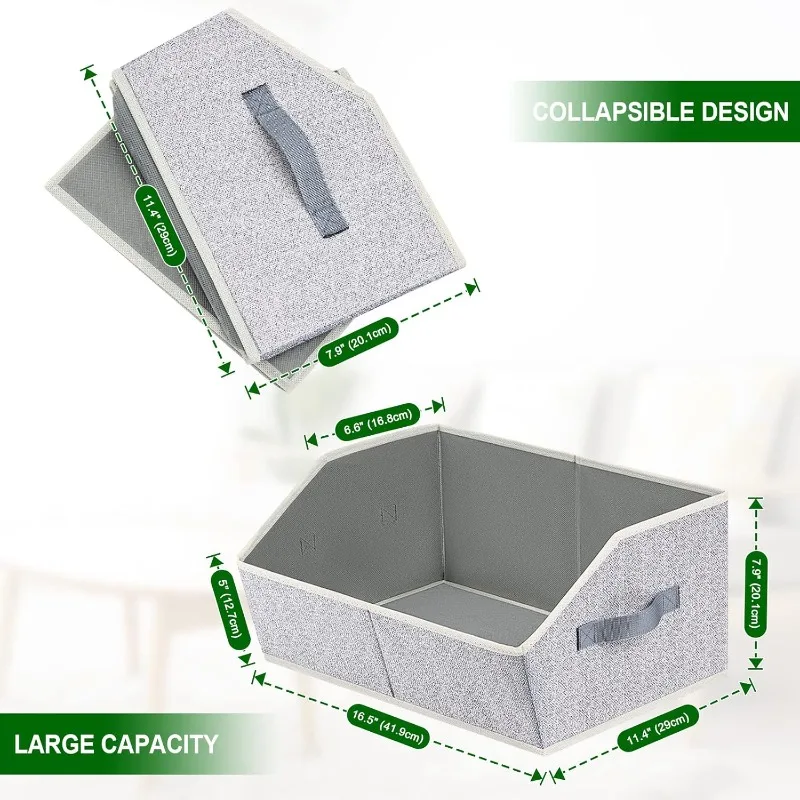 

Closet Organizers Bins 6 Packs - Large Closet Shelf Organizer With Handles, Fabric Trapezoid Storage Bins, Collapsible Storage C