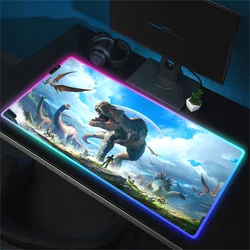 Popular Cool Dinosaur Luminous Mouse Pad RGB ARK Survival Evolved Table Mousepad Keyboards Gamers Decoracion LED PC Deskmat XXL