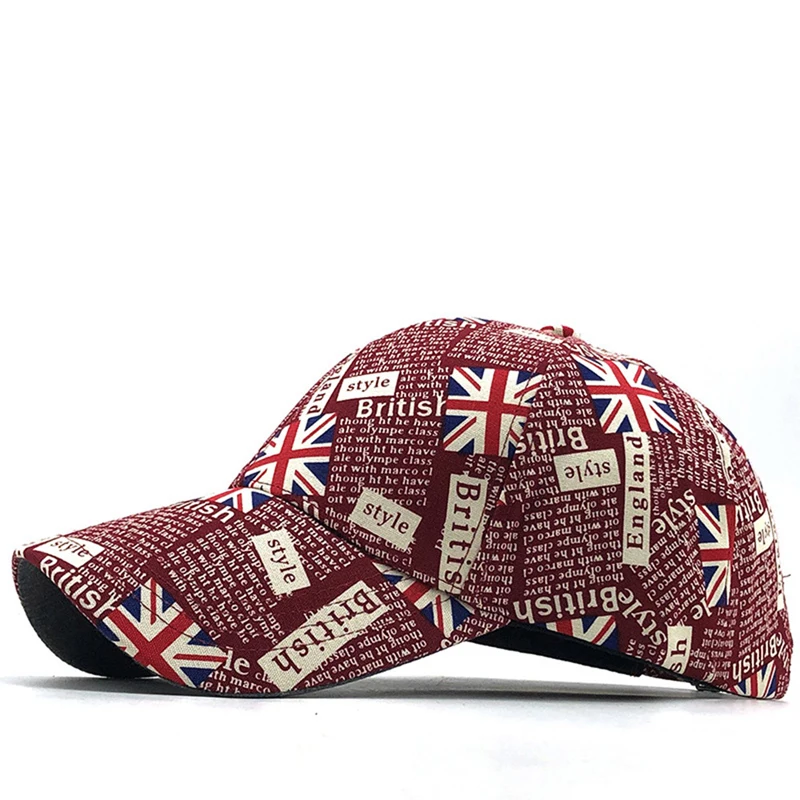 New Arrival UK Flag Men Women Baseball Cap United Kingdom Printing Sun Snapback Adjustable Hip Hop Sports Fishing Dad Hats H106