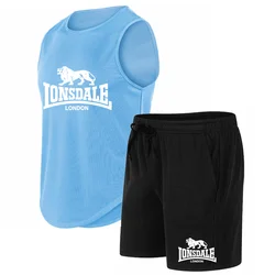 LONSDale-メンズカジュアル半袖Tシャツとショーツセット、ジョギングスポーツウェア、サマーファッション、2024