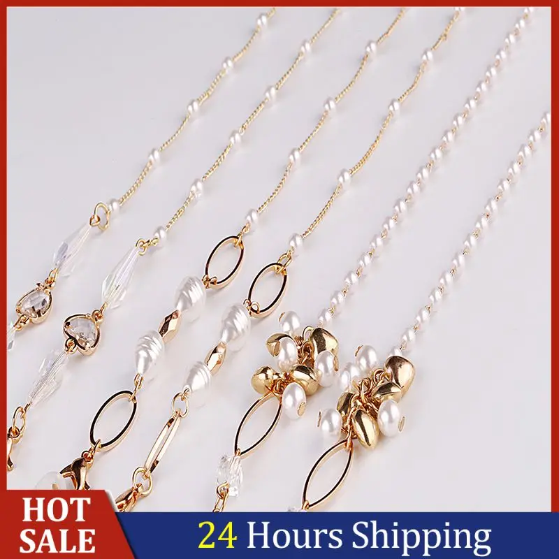 Women Mask Hanging Rope Chain 2023 New Retro Pearl Love Beaded Necklace Mask Chains Temperament Sunglasses Rope Glasses Chain