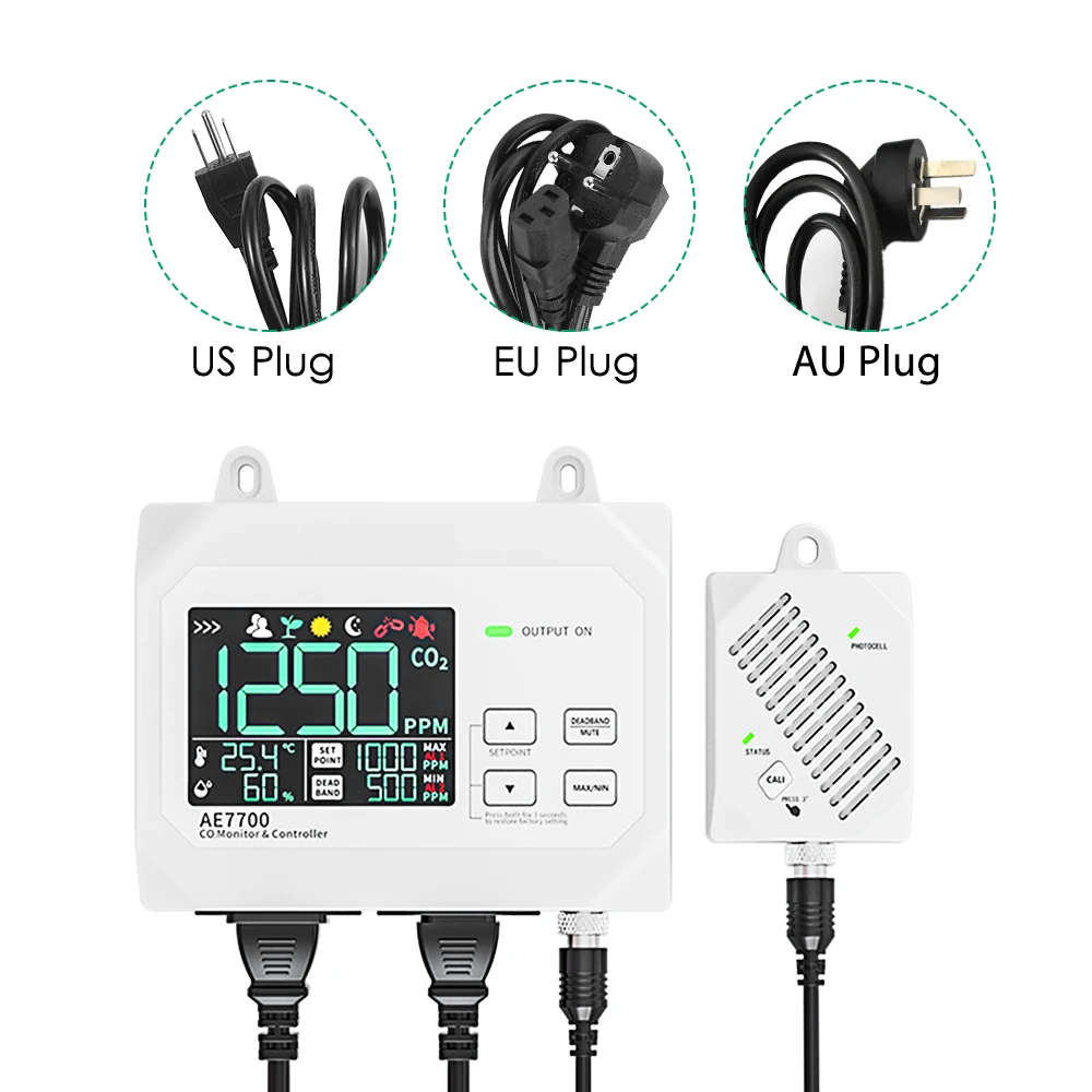 CO2 Monitor &Controller CO2 Concentration Tester Carbon Dioxide Air Quality Monitor Detection Controller for Greenhouse