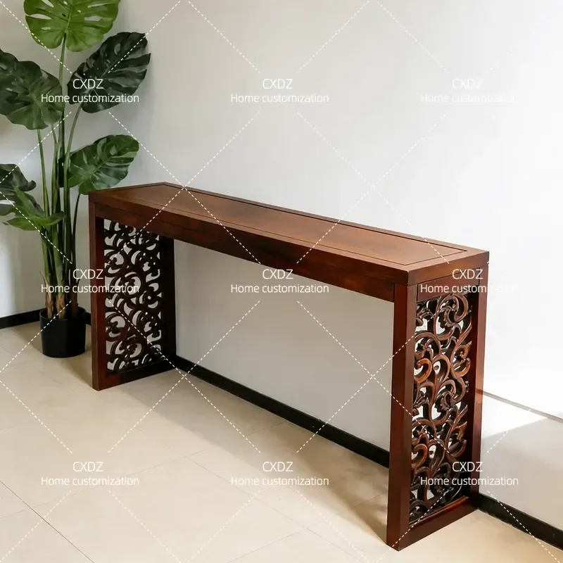 North American Black Walnut Solid Wood Porch Table Song Style Aesthetics Zen Decorative Strip Case for Living Room Entrance