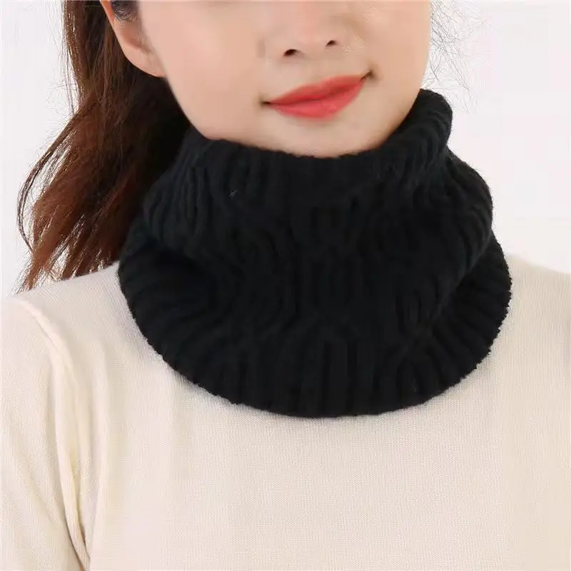 Korean Solid Thick Wool Knitted Hook Flower Neck Guard Fake Collar For Women Warm Scarf Winter Outdoor Cycling Pullover Bib V33