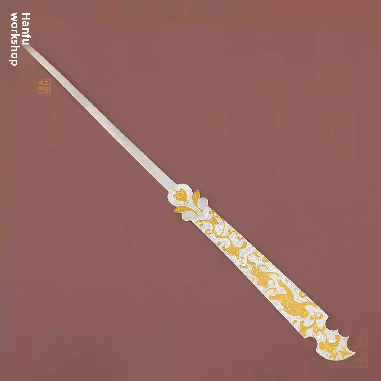 Traditional Chinese Tang Dynasty Gilded Two Tone Hairpin Dunhuang Inspired Lucky Blessing Hair Stick For Hanfu Cosplay Party Wed