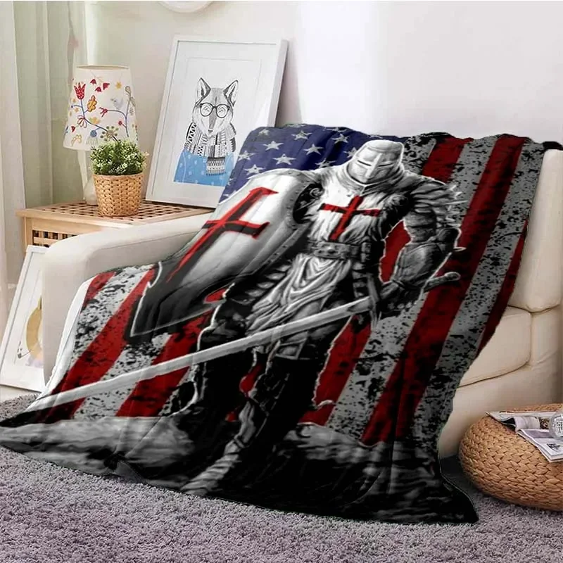 Cavalier Knight Templar Crusaders Game Blankets Custom Sofa Bed Cover Soft Blanket Flannel Throw Blankets Gift Thin Blanket