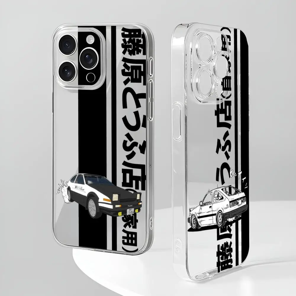 Funda de teléfono de Anime Initial D, carcasa transparente de silicona negra para iPhone 16, 15, 14, 12, 13, 11 Pro Max, Mini, X, XR, XS Plus