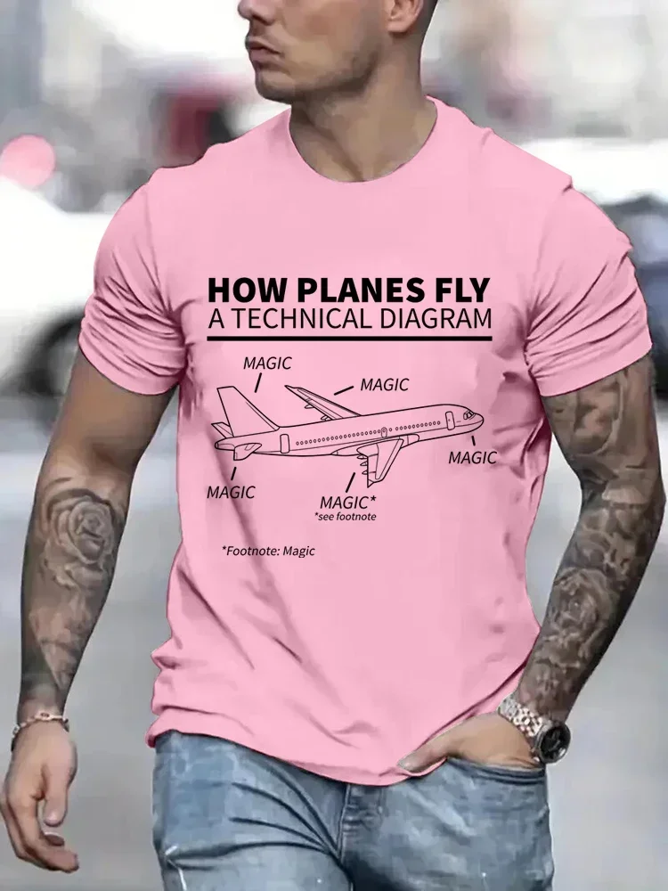 T Shirt Men Women How Planes Fly Magic Funny T-Shirt Short Sleeves Hip Hop T Shirt Funny Pilot and Airplane Flying Oversized Tee