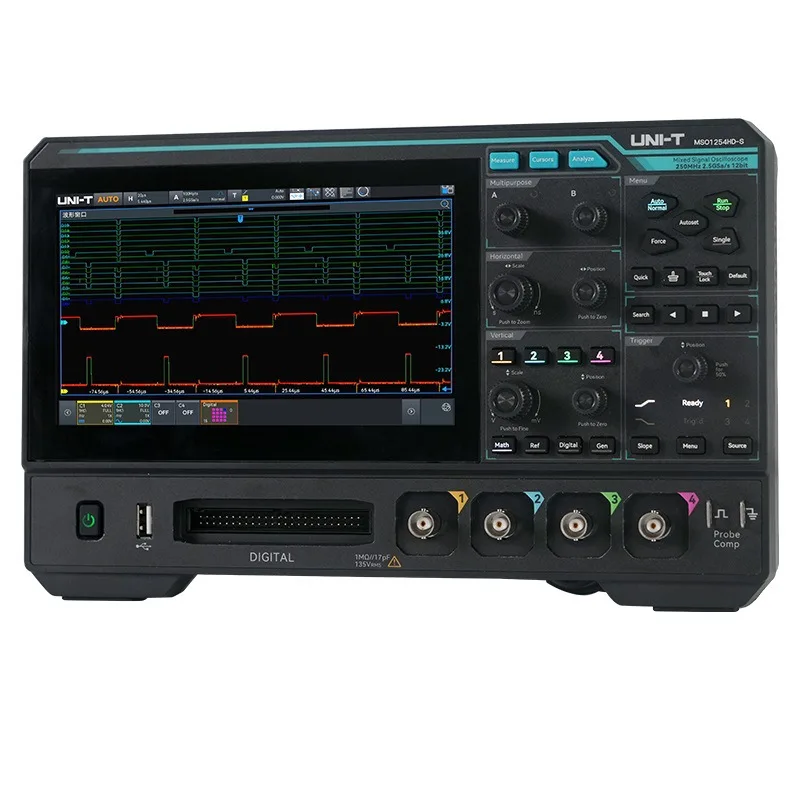 MSO1254HD-S 250MHz 4CH 12-Bit Mixed Signal Oscilloscope 2.5GSa/s High Resolution MSO  Signal Generator Touch Screen