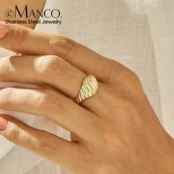 e-Manco Twist Ring Bread Shape Silver Color Gold Color Rings For Women Accessories Finger Fashion Jewelry Gifts
