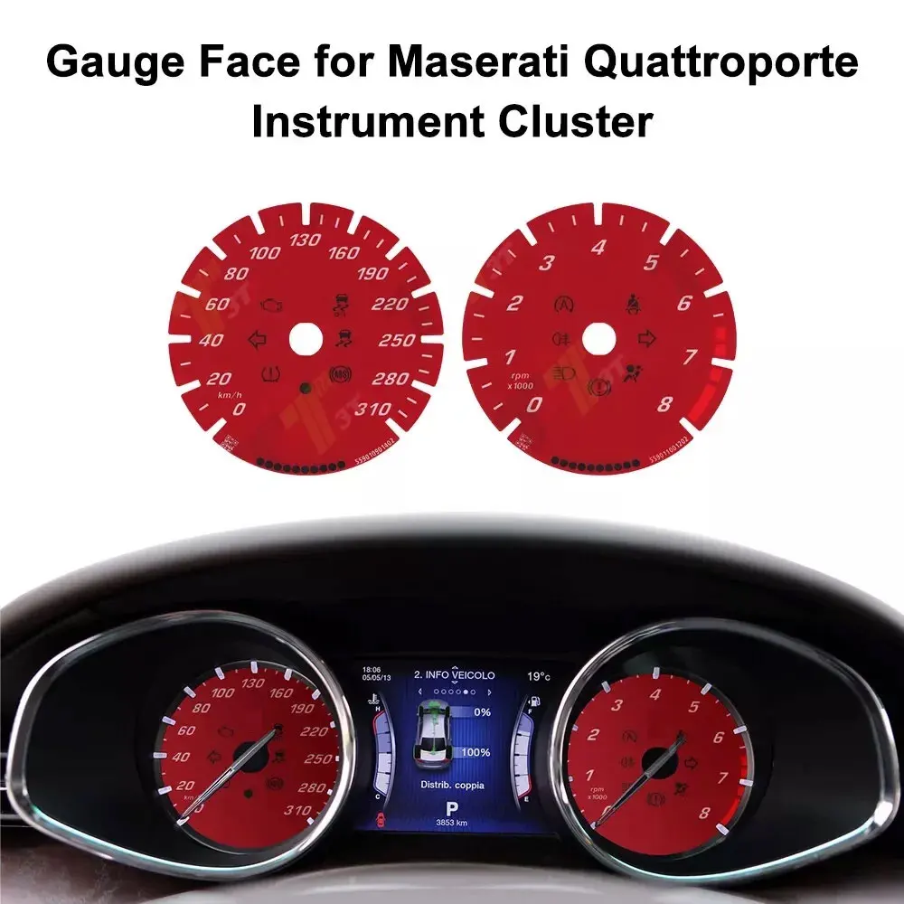 Anzeigefläche in den Farben Schwarz, Blau, Rot, Gelb für Maserati Quattroporte, Ghibli und Levante Instrument. – Detail 3