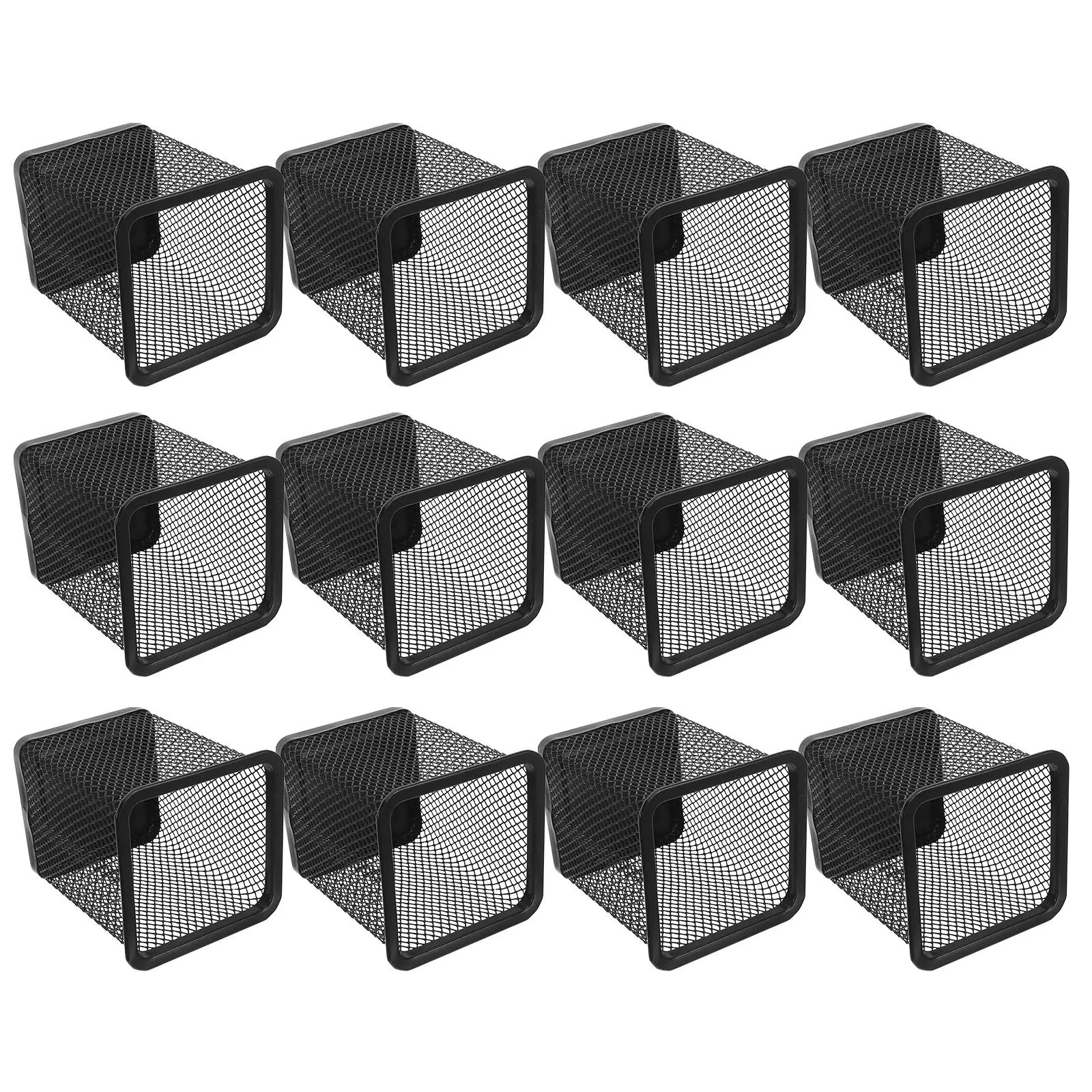 12Pcs Iron Bucket Desktop Pen Holder Hollow Mesh Metal Pencil Cup Organizer for Office Home Makeup Brush Storage Stationery