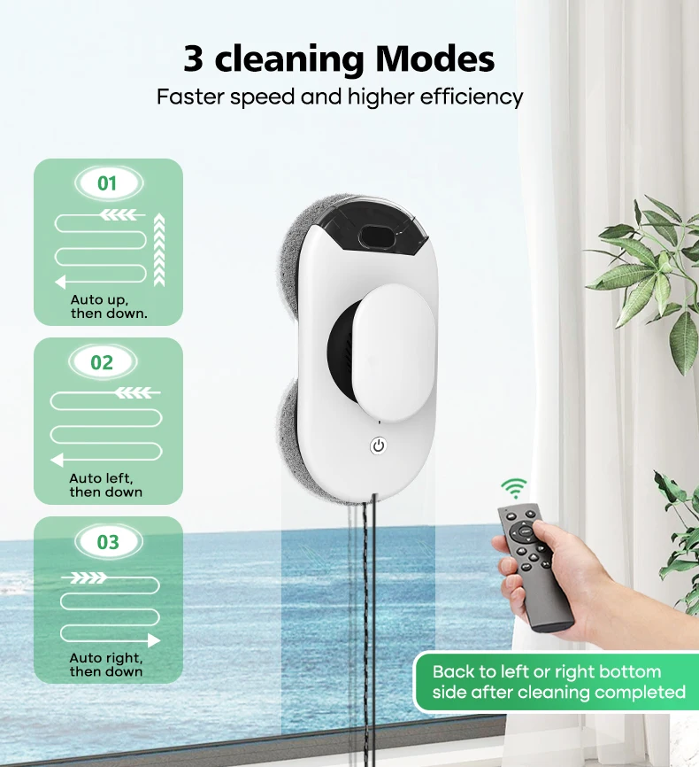 Controlled Intelligent Window Cleaning Robot, Fully Automatic Electric Glass Cleaner with Dual Water Spray
