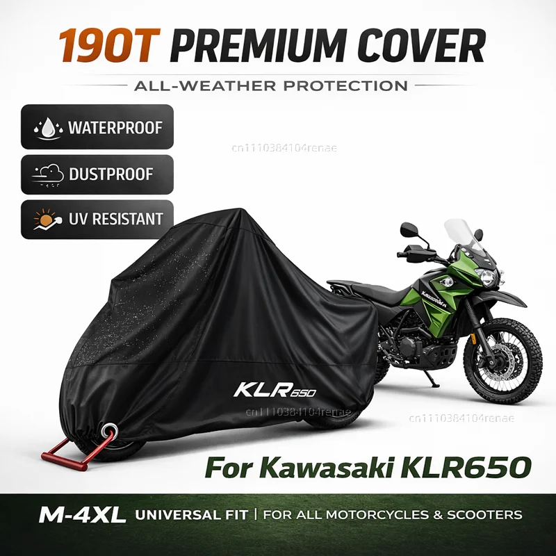 

For Kawasaki KLR650 KLR 650 KLR250 250 190T Motorcycle Cover Waterproof Dustproof UV Protection All Season