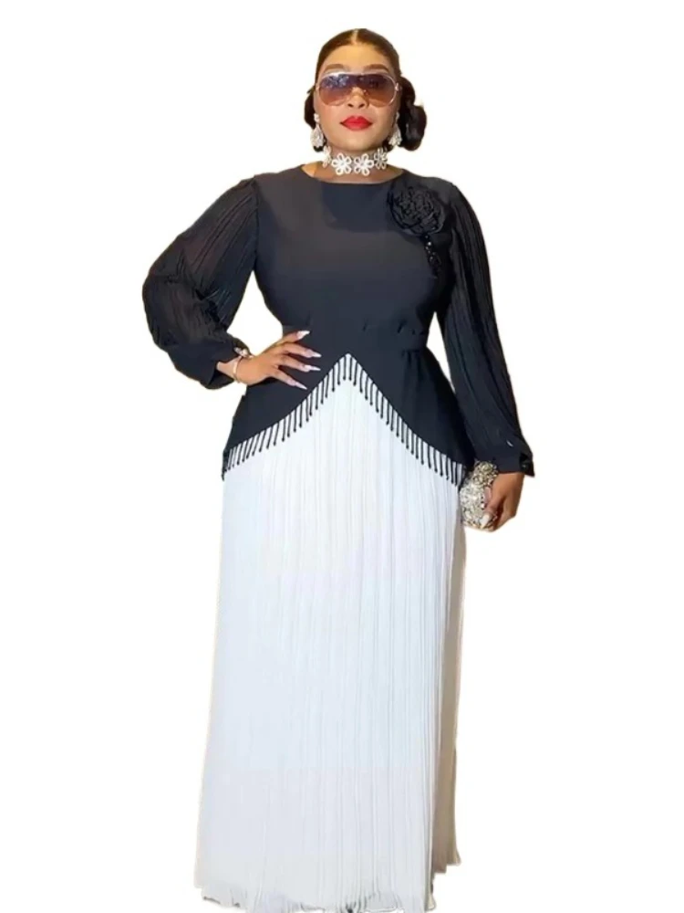 

African Dresses for Women 2025 Plus Size Evening Party Long Dress Africa Clothing Elegant Kaftan Muslim Chiffon Maxi Dress