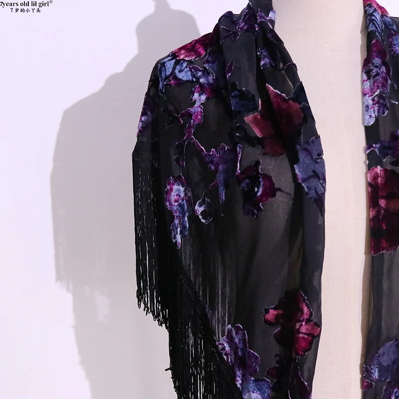 Danza Flamenco ahueca hacia fuera la perspective tridimensionnelle Jacquard chal de terciopelo verdadero entrepierna TwielBK402