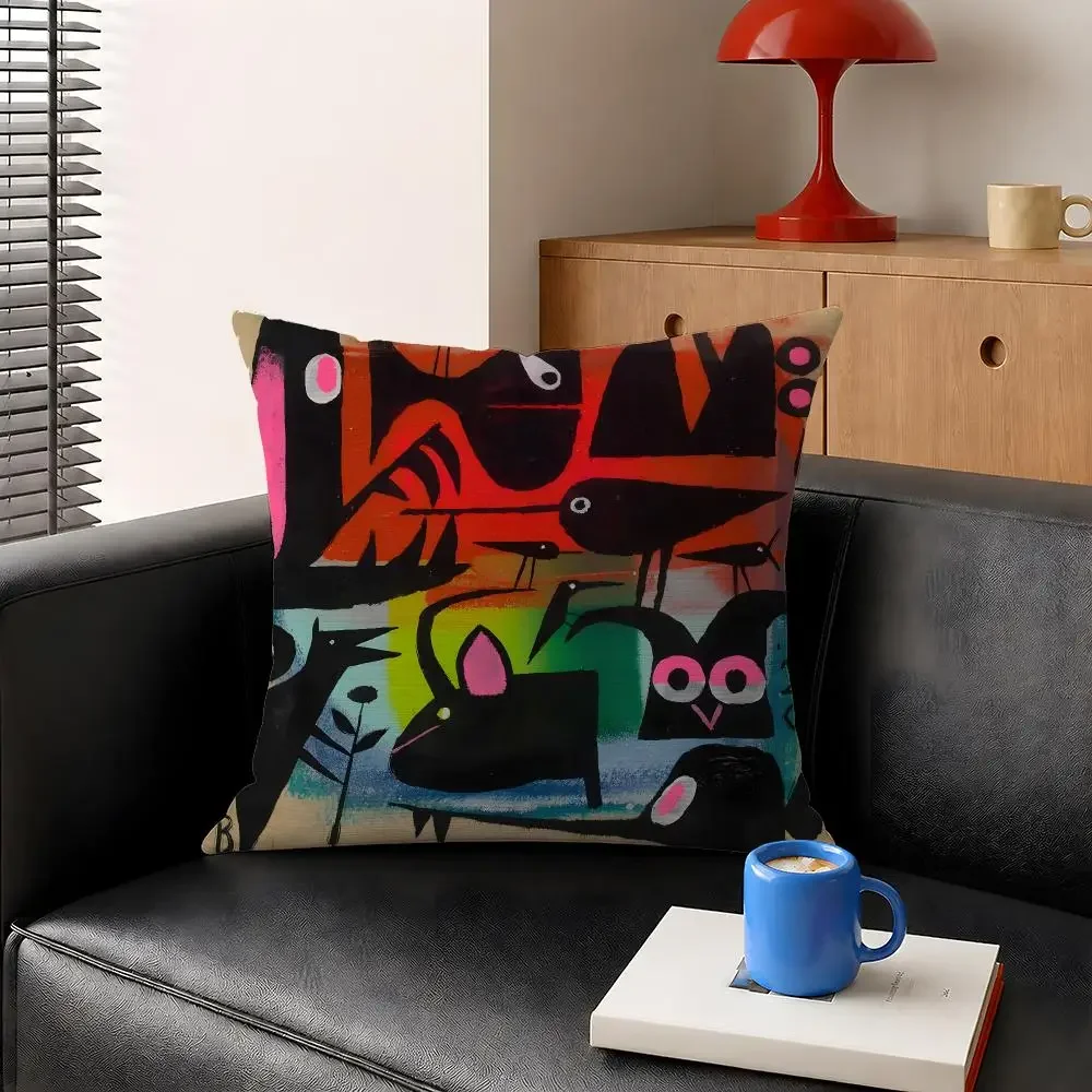 Artist Tim Biskup Pop Surrealism Art Cushion Cover Decorative Pillowcase Soft Short Plush Cozy Durable Sofa Home Decor Items