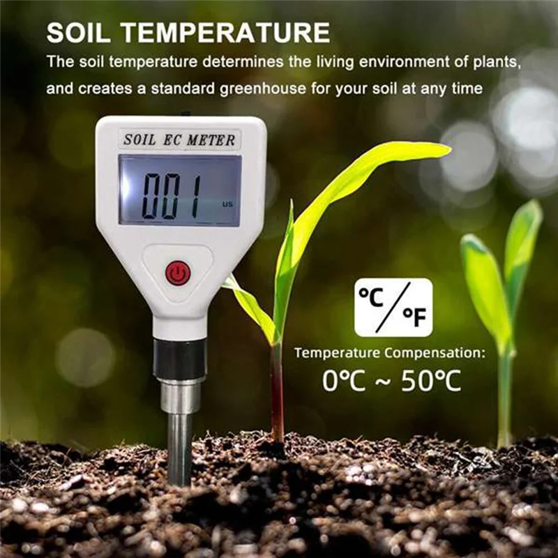 EC Detector Soil Analyzer -Conductivity Test Potted Planting EC Meter Flowers and Plant Agriculture Detector -White