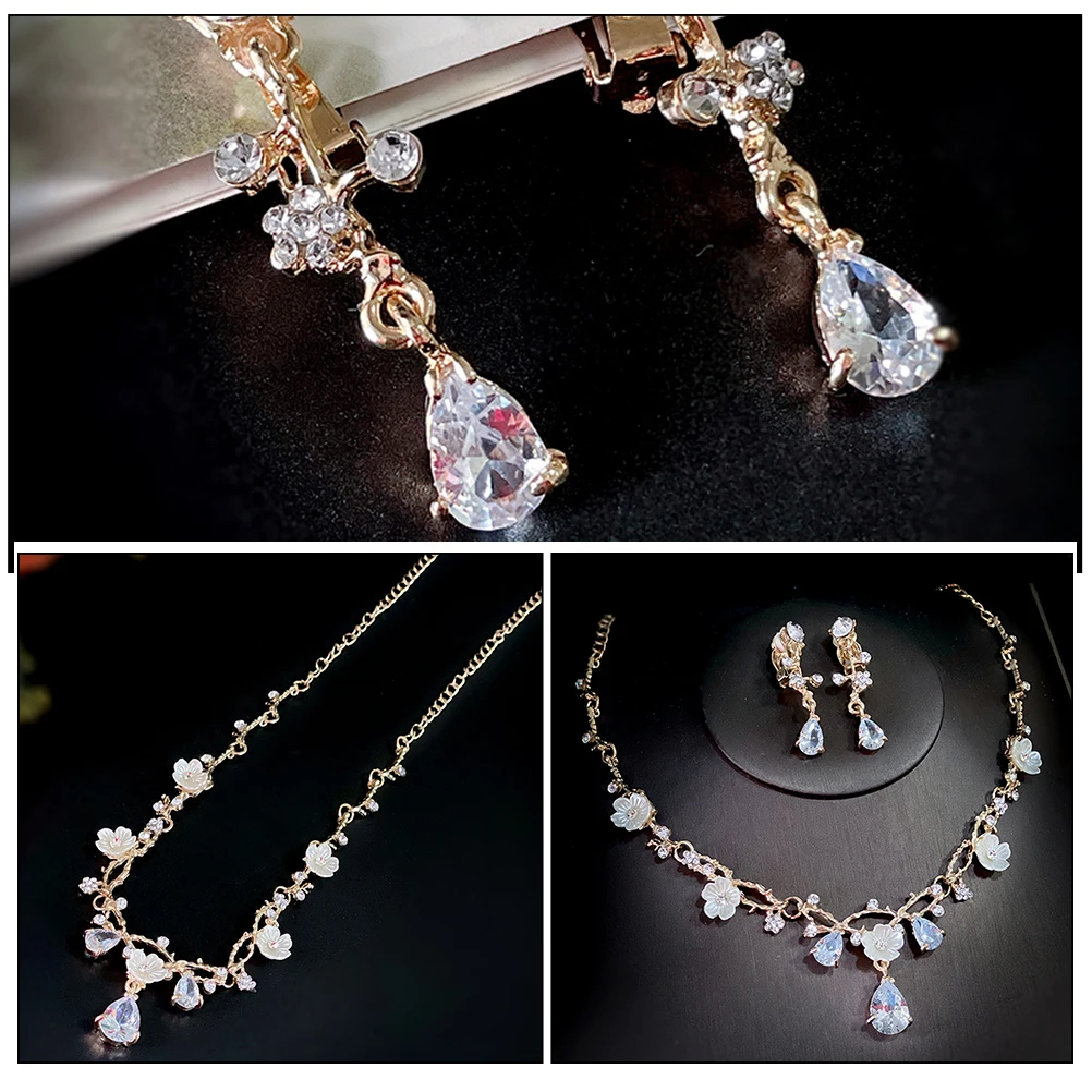 

1 set 1 Set Rhinestone Crown Headband Necklace Earrings For Little Girl Birthday Party Costume Accessory Tiara