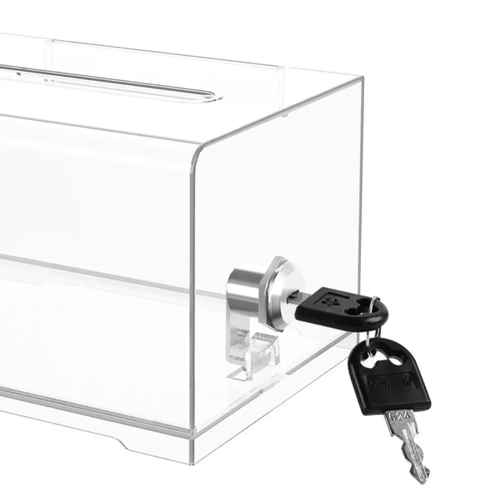 With Lock Acrylic Donation Box Sign Holder Transparent Portable Ballot Box Voting Charity Complaint Box Suggestion Box
