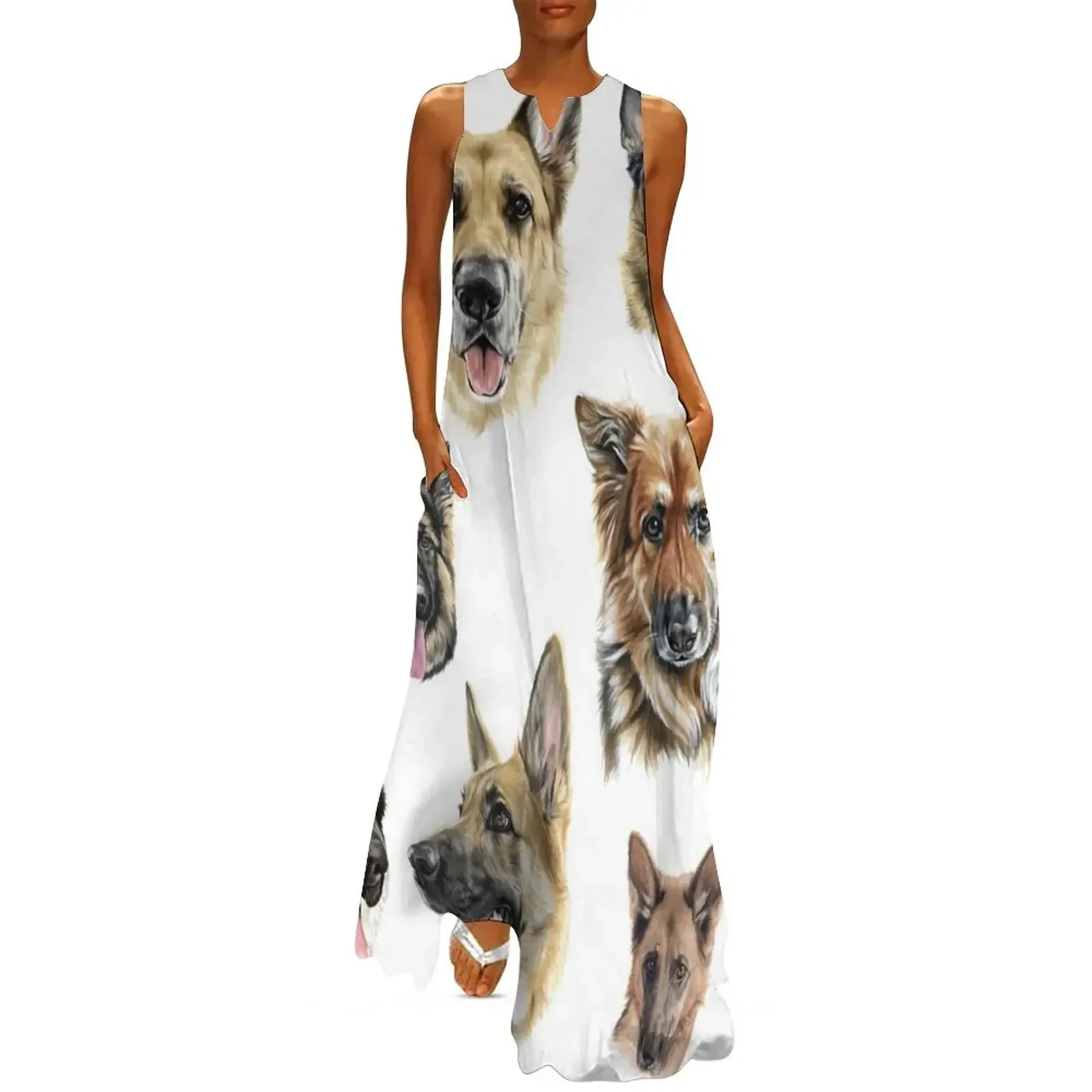 

German shepherd collage Long Dress elegant women's sets dresses for womens evening dress Dress