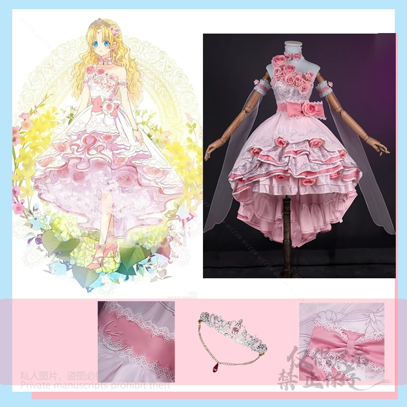

New 2025 Siya Cosplay Costume Game Who Made Me A Princess Pink Dress S-XL Halloween Christmas Role Play Outfits Party Customized