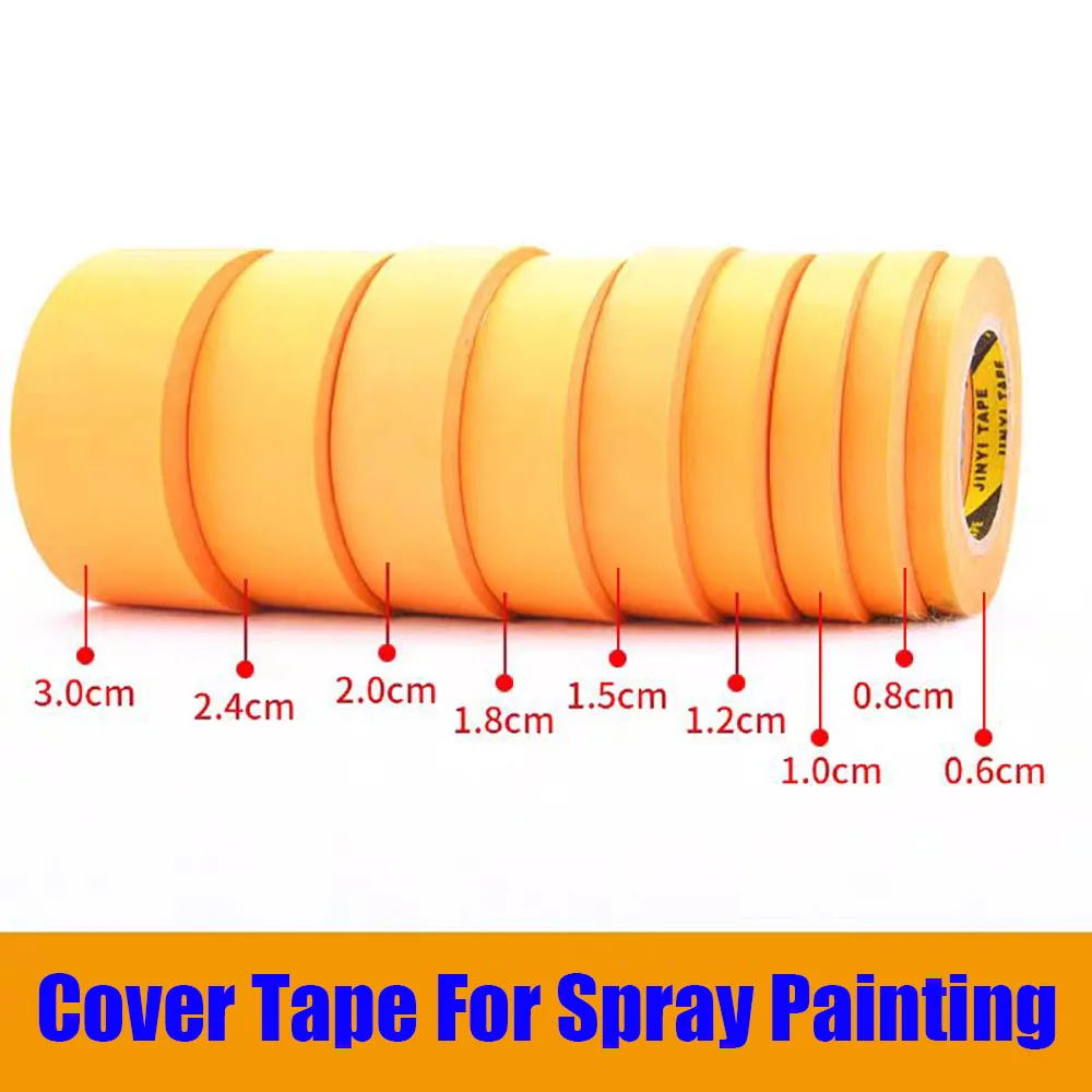 50M Yellow Masking Tape, Width 1.2,1.8,2.0,2.4,3.0,4.0,5.0, Precision Model Spray Coating Masking Wide Coverage Tape