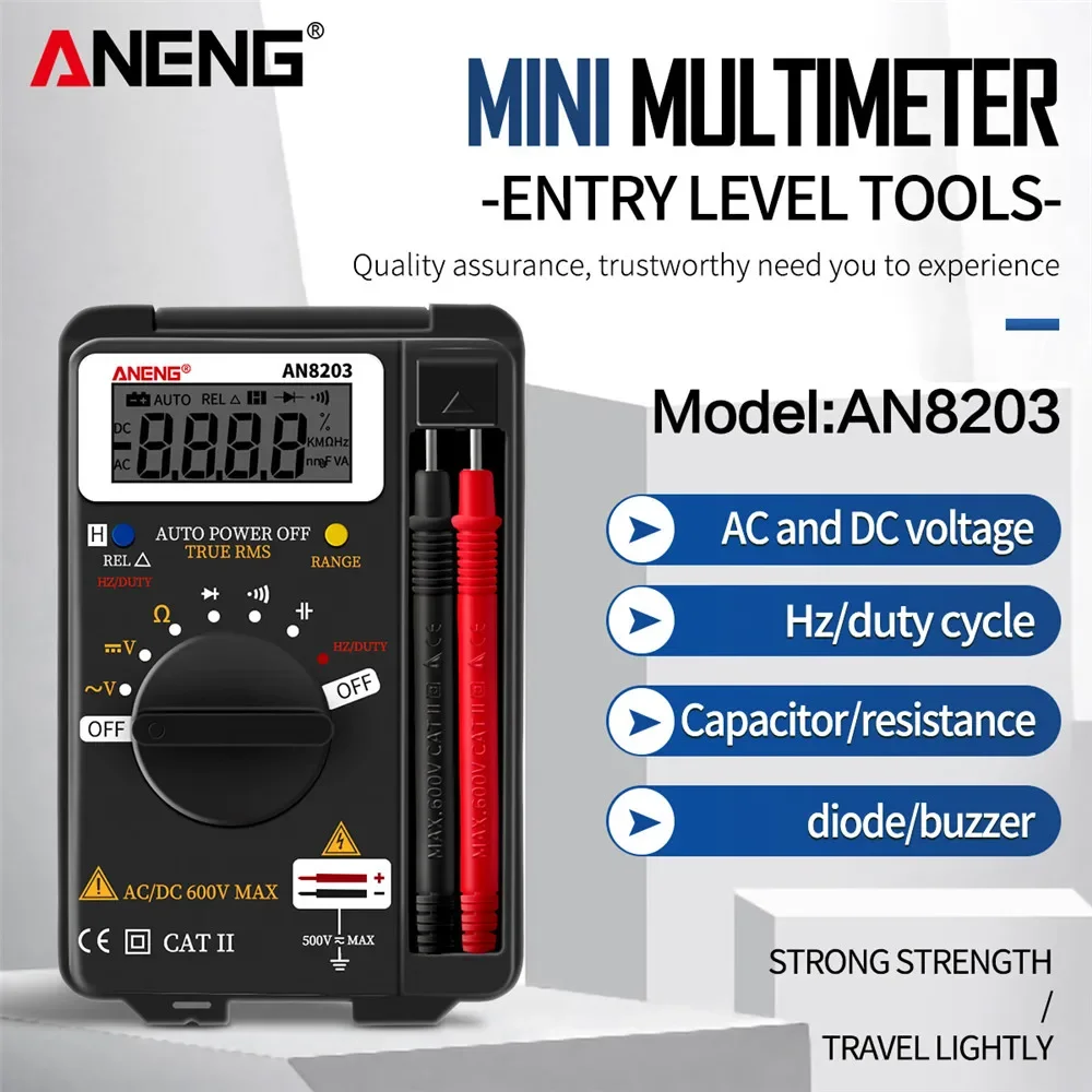 ANENG AN8203 Mini Professional Digital Multimeter 4000 Counts True RMS AC Ammeter Voltage Battery Tester Capacitance Test Meter