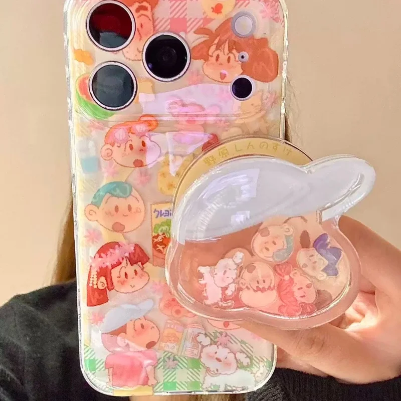 Japane Anime Graffiti Crayon Shake Shin-chan family Magsafe Wireless Charge Case For iPhone 13 14 15 16 Pro Max Magnetic Cover﻿