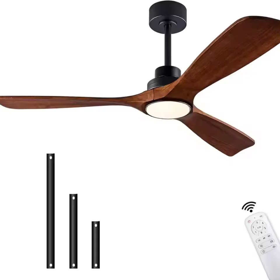 Grote 42 52 60 inch natuurlijke houten plafondventilator met verlichting Afstandsbediening Stille gelijkstroommotor Ventiladores De Techofor plafondventilator - afbeelding 1
