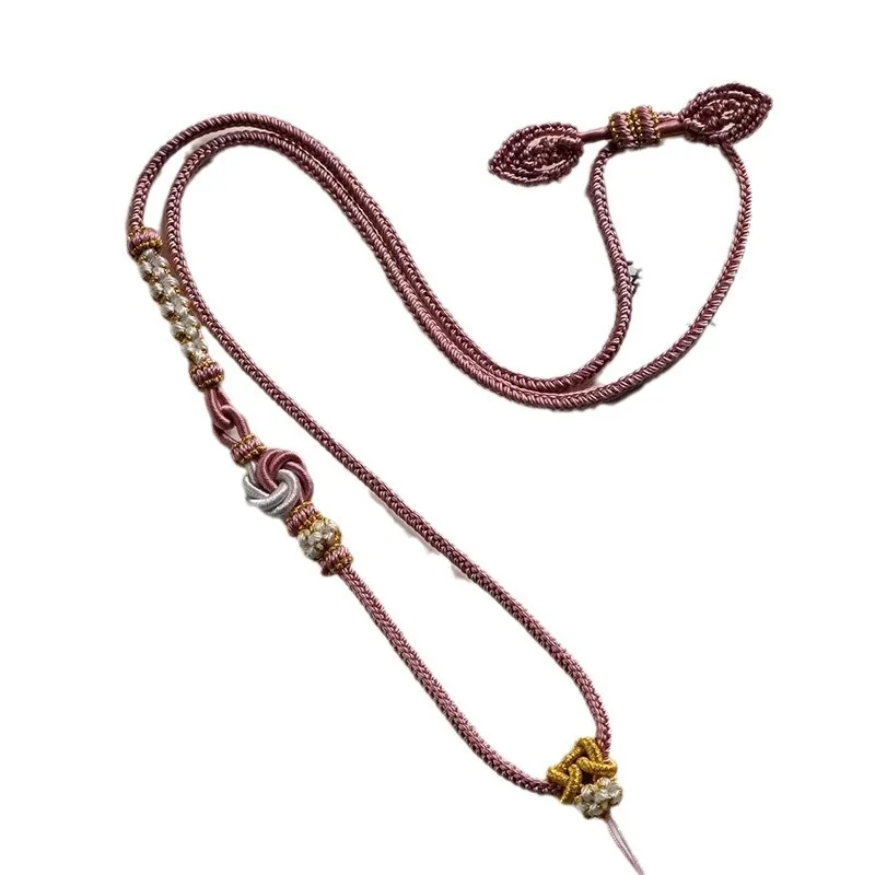 Yno Soft Pink Classic Chinese Style Handwoven Lucky Pendant Rope Adjustable Cord For Jade Amber Gold Auspicious Blessing Good