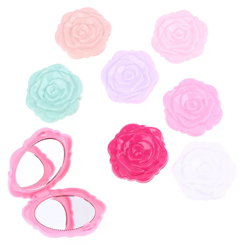 1PCS Portable Retro Rose Flower Mini Mirror Small Pocket Makeup Mirror Double Sided Hand Mirrors Compact Cosmetic Beauty Tool
